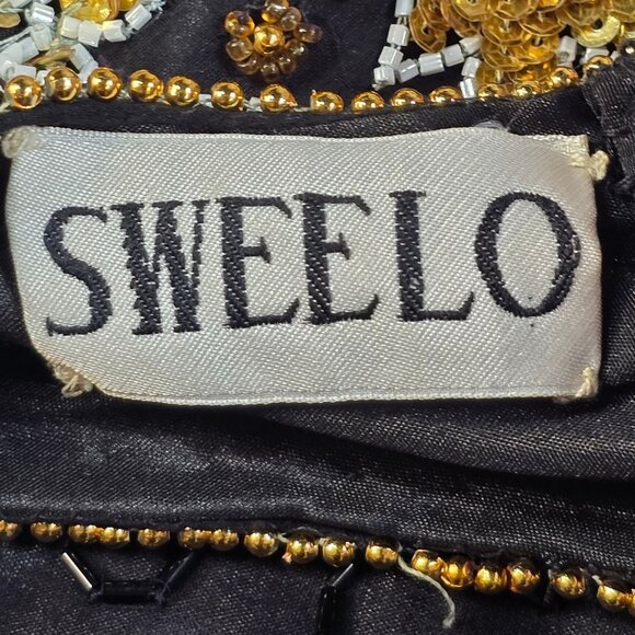 Vintage Swee Lo Silk Beaded Dress With Ornate Floral Design & Sequins - Picture 5 of 9